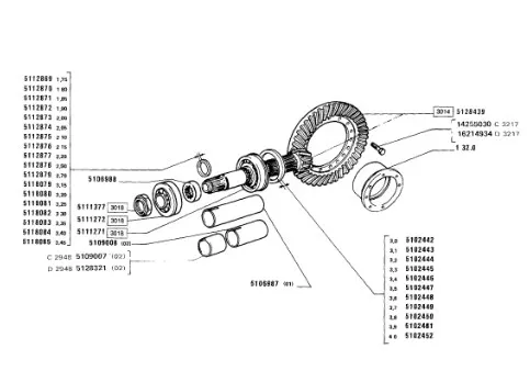 5102448 - Шайба 3,6мм толщ. подш. хвостовика моста задн. TMT7/MXMPm., T6090